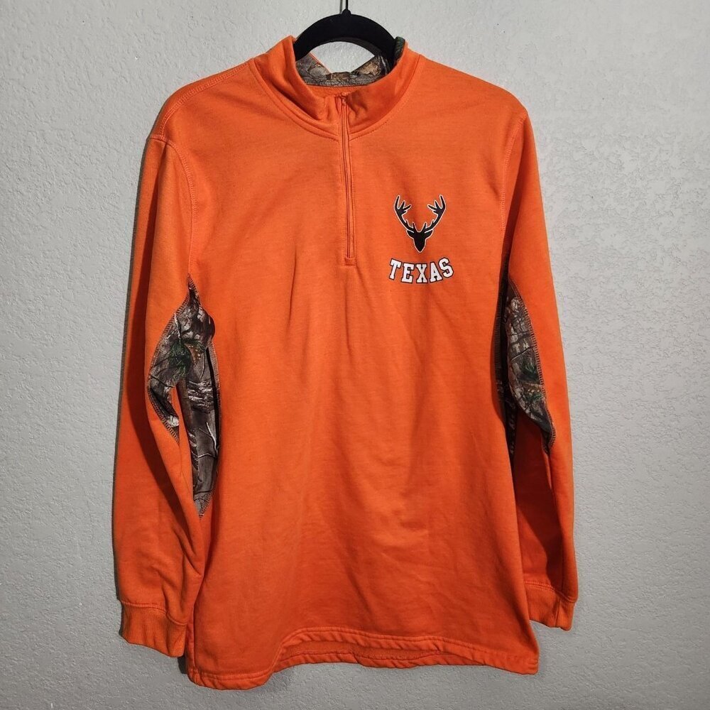American Crown Texas Mens XL Camo Realtree Quarter Zip Hunting Sweatshirt